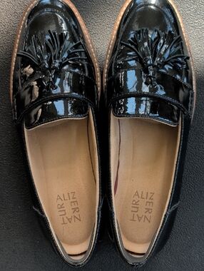 Naturalizer Black Patent Tassel Loafers for Women